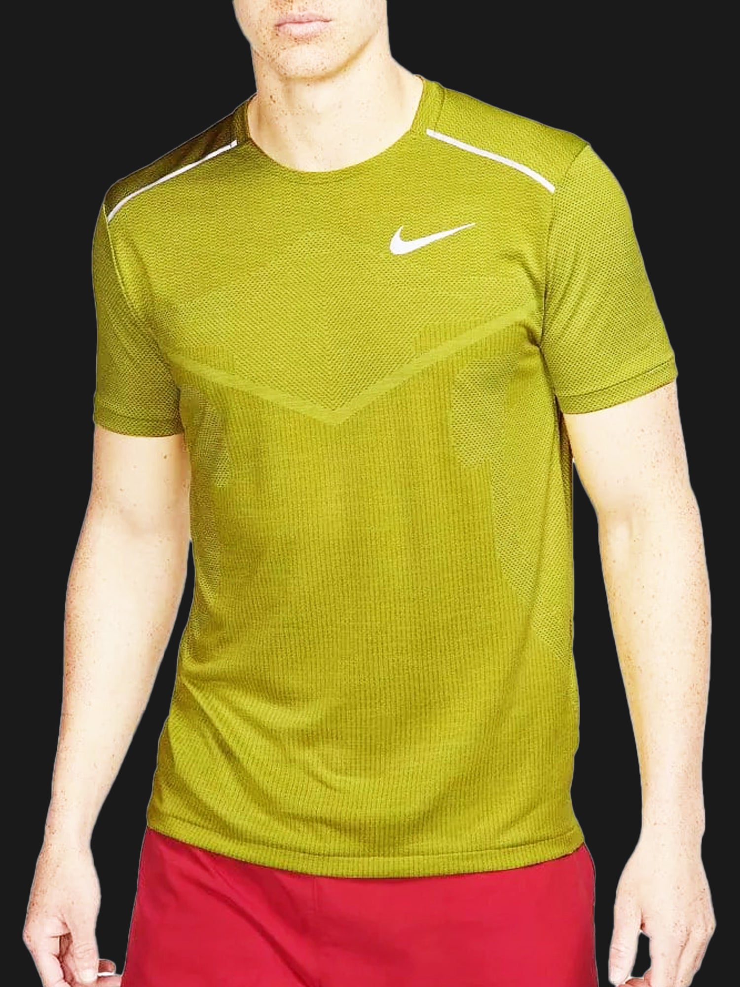 NIKE TECHKNIT MILER T-SHIRT BRIGHT CACTUS