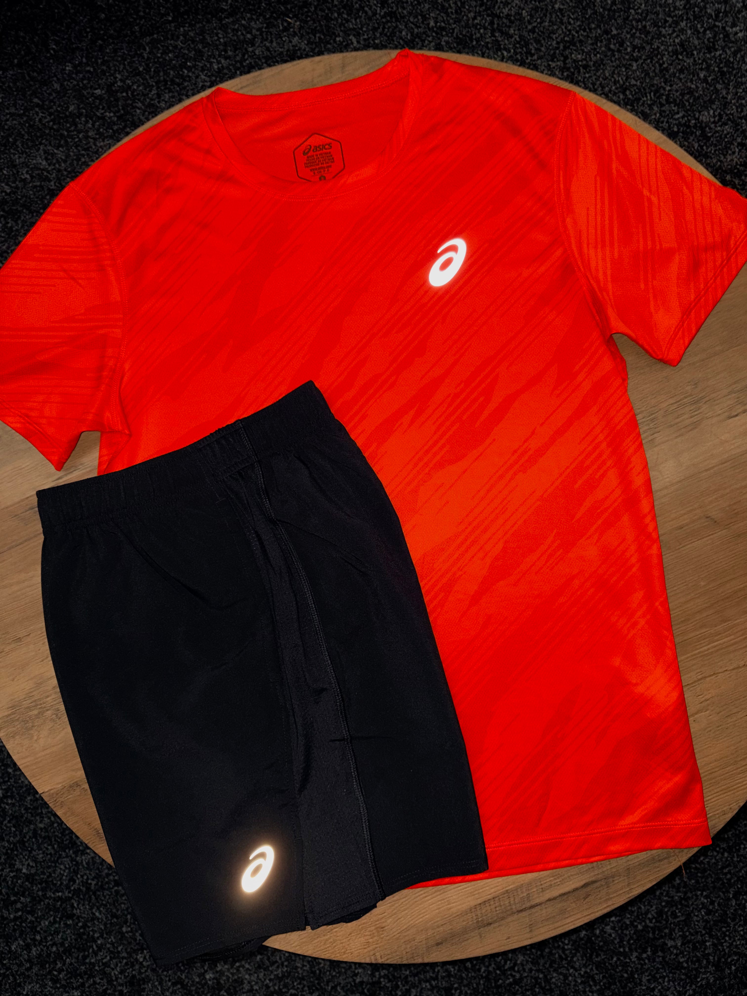 ASICS ALL OVER PRINT T-SHIRT SET CHERRY TOMATO/BLACK